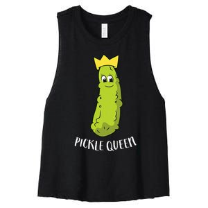 Funny Pickle Queen Funny Cucumber Pickle Girl Women's Racerback Cropped Tank