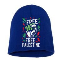 free palestine quote a raise hand design a Save Gaza vintage Short Acrylic Beanie