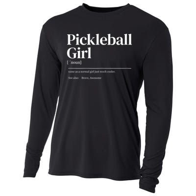 Funny Pickleball Quote Definition Woman Girl Cooling Performance Long Sleeve Crew