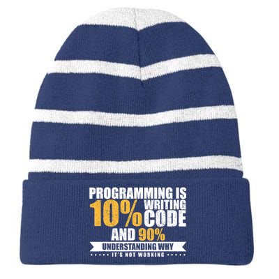 Funny Programming Quote Gift Programmer Software Developer Striped Beanie with Solid Band