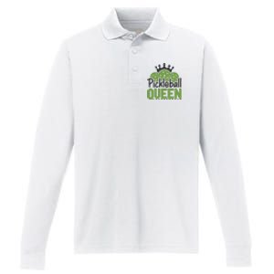 Funny Pickleball Queen Gift For Player Team Sport Performance Long Sleeve Polo