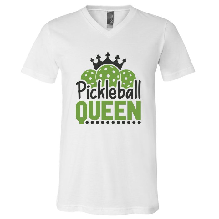 Funny Pickleball Queen Gift For Player Team Sport V-Neck T-Shirt