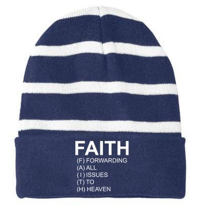 Faith Prayer Quote Striped Beanie with Solid Band