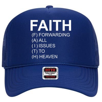 Faith Prayer Quote High Crown Mesh Back Trucker Hat