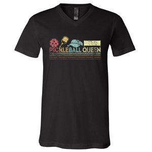 Funny Pickleball Queen Pickleball Player Dink Retro V-Neck T-Shirt