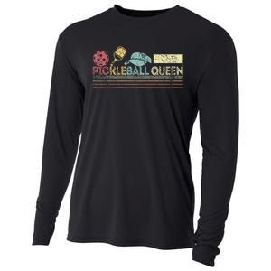 Funny Pickleball Queen Pickleball Player Dink Retro Cooling Performance Long Sleeve Crew