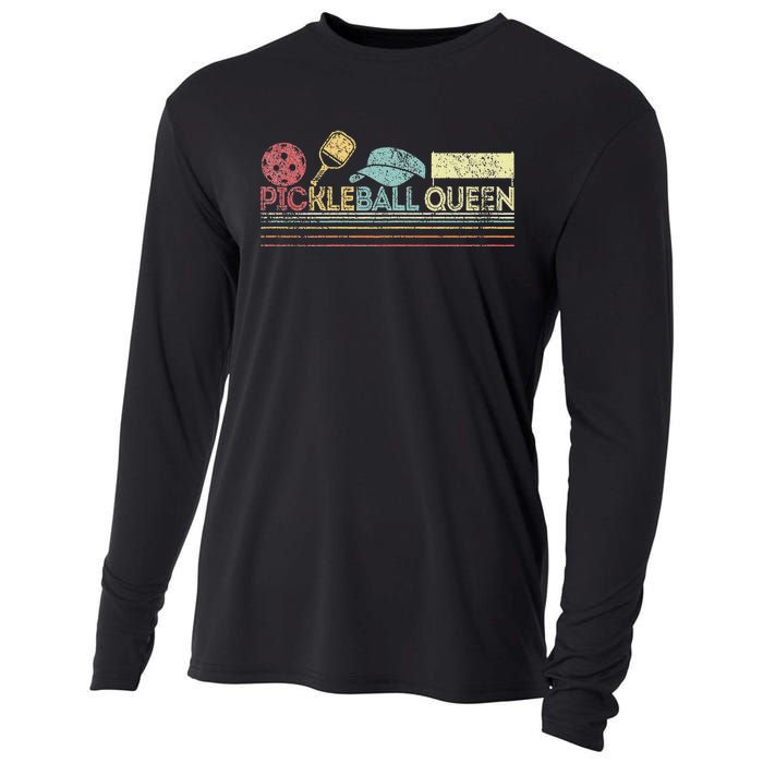 Funny Pickleball Queen Pickleball Player Dink Retro Cooling Performance Long Sleeve Crew