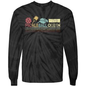 Funny Pickleball Queen Pickleball Player Dink Retro Tie-Dye Long Sleeve Shirt