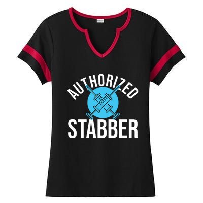 Funny Phlebotomist Quote Gift Authorized Stabber Graduate Ladies Halftime Notch Neck Tee