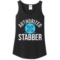 Funny Phlebotomist Quote Gift Authorized Stabber Graduate Ladies Essential Tank