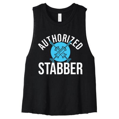 Funny Phlebotomist Quote Gift Authorized Stabber Graduate Women's Racerback Cropped Tank