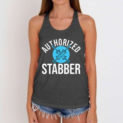 Funny Phlebotomist Quote Gift Authorized Stabber Graduate Women's Knotted Racerback Tank