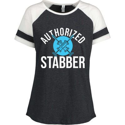 Funny Phlebotomist Quote Gift Authorized Stabber Graduate Enza Ladies Jersey Colorblock Tee