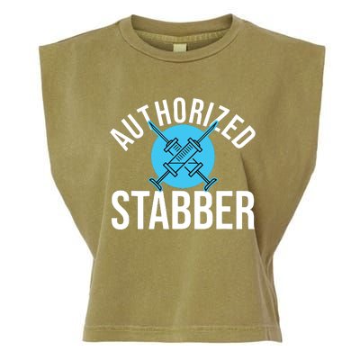 Funny Phlebotomist Quote Gift Authorized Stabber Graduate Garment-Dyed Women's Muscle Tee