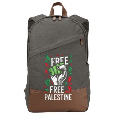 free palestine quote a raise hand design a Save Gaza vintage Cotton Canvas Backpack