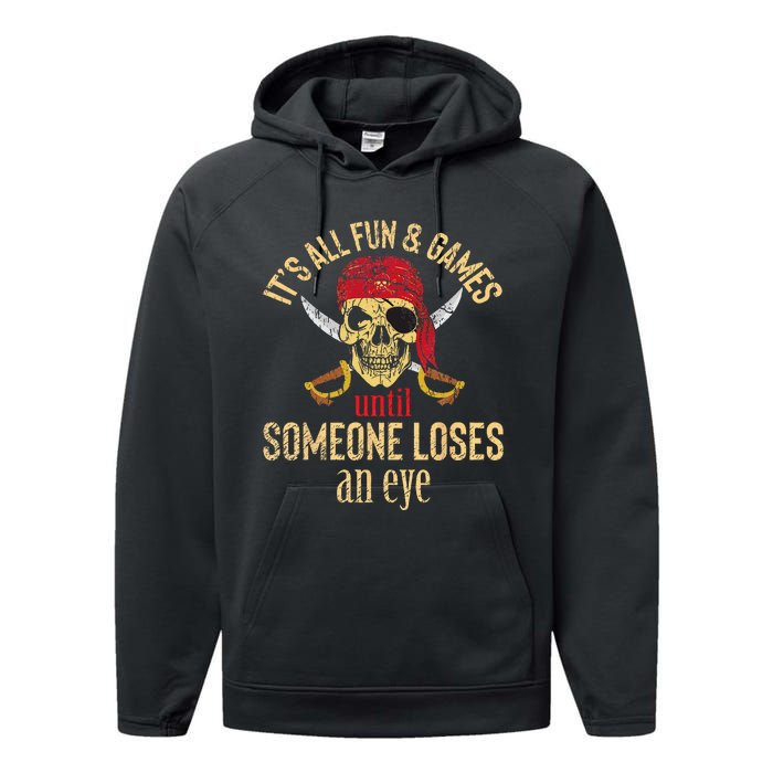 Funny Pirate Quote With Eye Patch & Headscarf Design Performance Fleece Hoodie