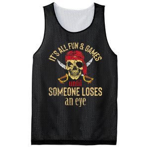 Funny Pirate Quote With Eye Patch & Headscarf Design Mesh Reversible Basketball Jersey Tank