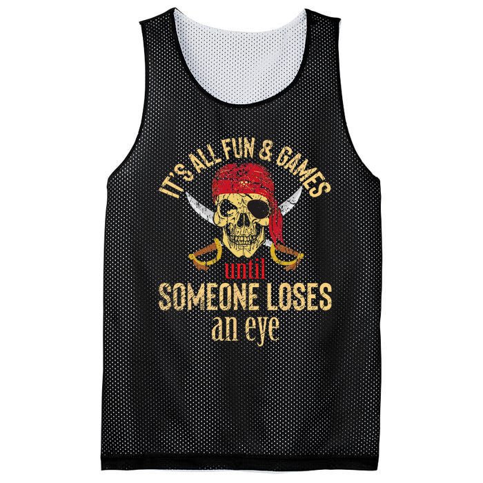 Funny Pirate Quote With Eye Patch & Headscarf Design Mesh Reversible Basketball Jersey Tank