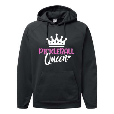 Funny Pickleball Queen Graphic For Wo Pickleball Player Performance Fleece Hoodie