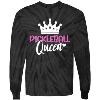 Funny Pickleball Queen Graphic For Wo Pickleball Player Tie-Dye Long Sleeve Shirt