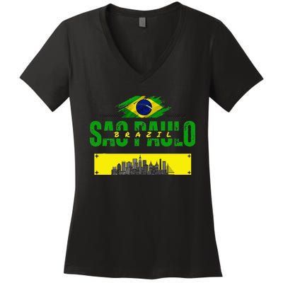 Funnysao Paulo Quote Custom Sao Paulo Brasil Women's V-Neck T-Shirt