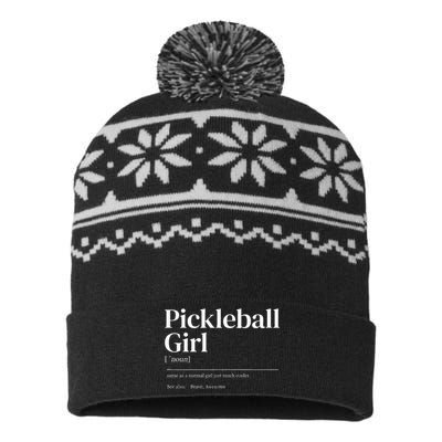 Funny Pickleball quote definition woman USA-Made Snowflake Beanie