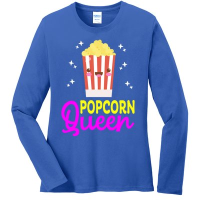 Funny Popcorn Queen Popcorn Kernel And Popcorn Maker Design Great Gift Ladies Long Sleeve Shirt