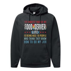 Funny Profession Quote Food Server Performance Fleece Hoodie