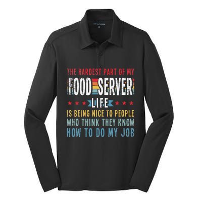 Funny Profession Quote Food Server Silk Touch Performance Long Sleeve Polo