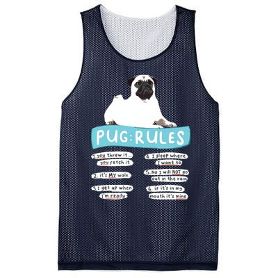 Funny Pug Rules Tee Pug Lover Shirts Pug Owner Mesh Reversible Basketball Jersey Tank