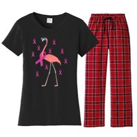 Flamingo Pink Ribbon Breast Cancer Awareness Survivor Women's Flannel Pajama Set