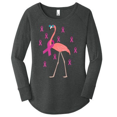 Flamingo Pink Ribbon Breast Cancer Awareness Survivor Women's Perfect Tri Tunic Long Sleeve Shirt