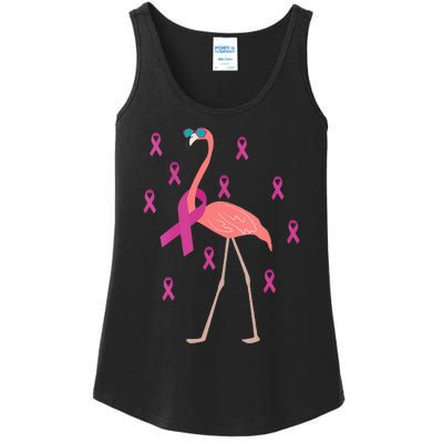 Flamingo Pink Ribbon Breast Cancer Awareness Survivor Ladies Essential Tank