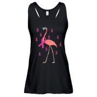 Flamingo Pink Ribbon Breast Cancer Awareness Survivor Ladies Essential Flowy Tank