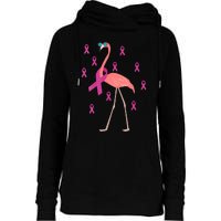 Flamingo Pink Ribbon Breast Cancer Awareness Survivor Womens Funnel Neck Pullover Hood