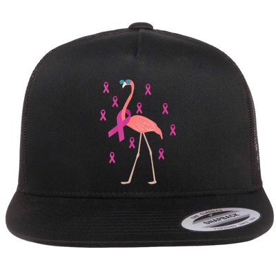 Flamingo Pink Ribbon Breast Cancer Awareness Survivor Flatbill Hat