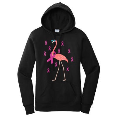 Flamingo Pink Ribbon Breast Cancer Awareness Survivor Women's Pullover Hoodie