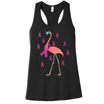 Flamingo Pink Ribbon Breast Cancer Awareness Survivor Women's Racerback Tank