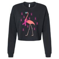 Flamingo Pink Ribbon Breast Cancer Awareness Survivor Cropped Pullover Crew