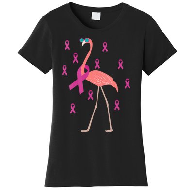 Flamingo Pink Ribbon Breast Cancer Awareness Survivor Women's T-Shirt