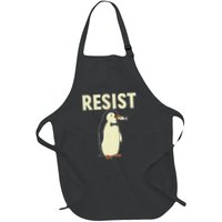Funny Penguin Resist Penguins Protest Against Tariffs Full-Length Apron With Pockets