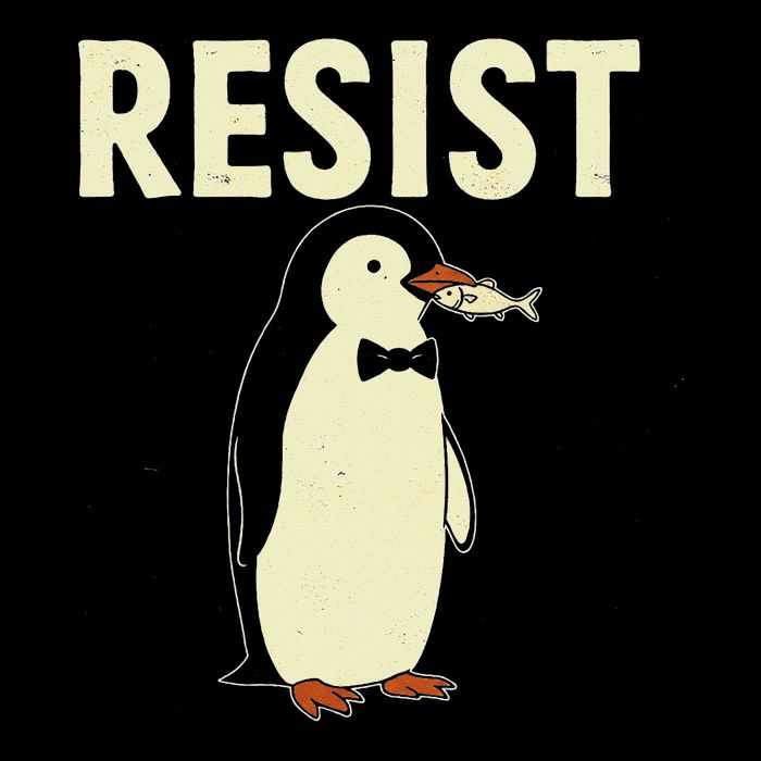 Funny Penguin Resist Penguins Protest Against Tariffs Full-Length Apron With Pockets