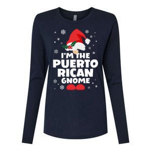 Funny Puerto Rican Gnome Family Matching Group Christmas Womens Cotton Relaxed Long Sleeve T-Shirt