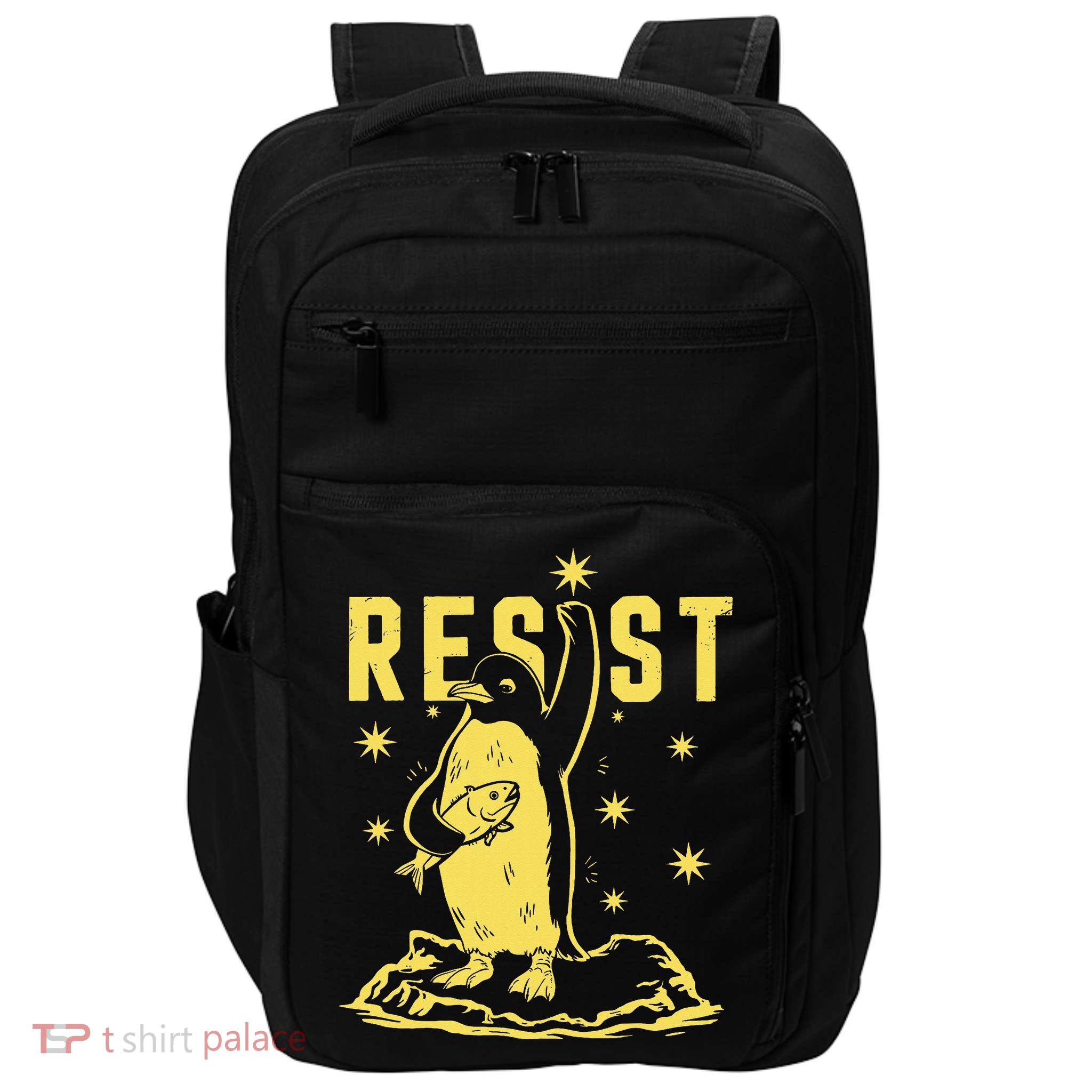 Funny Penguin Resist Penguins Protest Against Tariffs Impact Tech Backpack