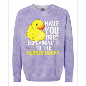 Funny Programmer Rubber Duck Debugging Colorblast Crewneck Sweatshirt