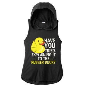 Funny Programmer Rubber Duck Debugging Ladies PosiCharge Tri-Blend Wicking Draft Hoodie Tank