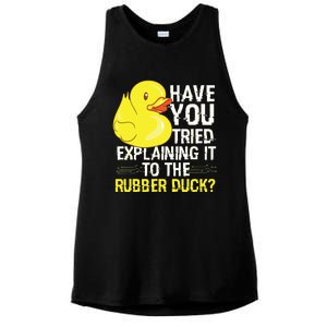 Funny Programmer Rubber Duck Debugging Ladies PosiCharge Tri-Blend Wicking Tank