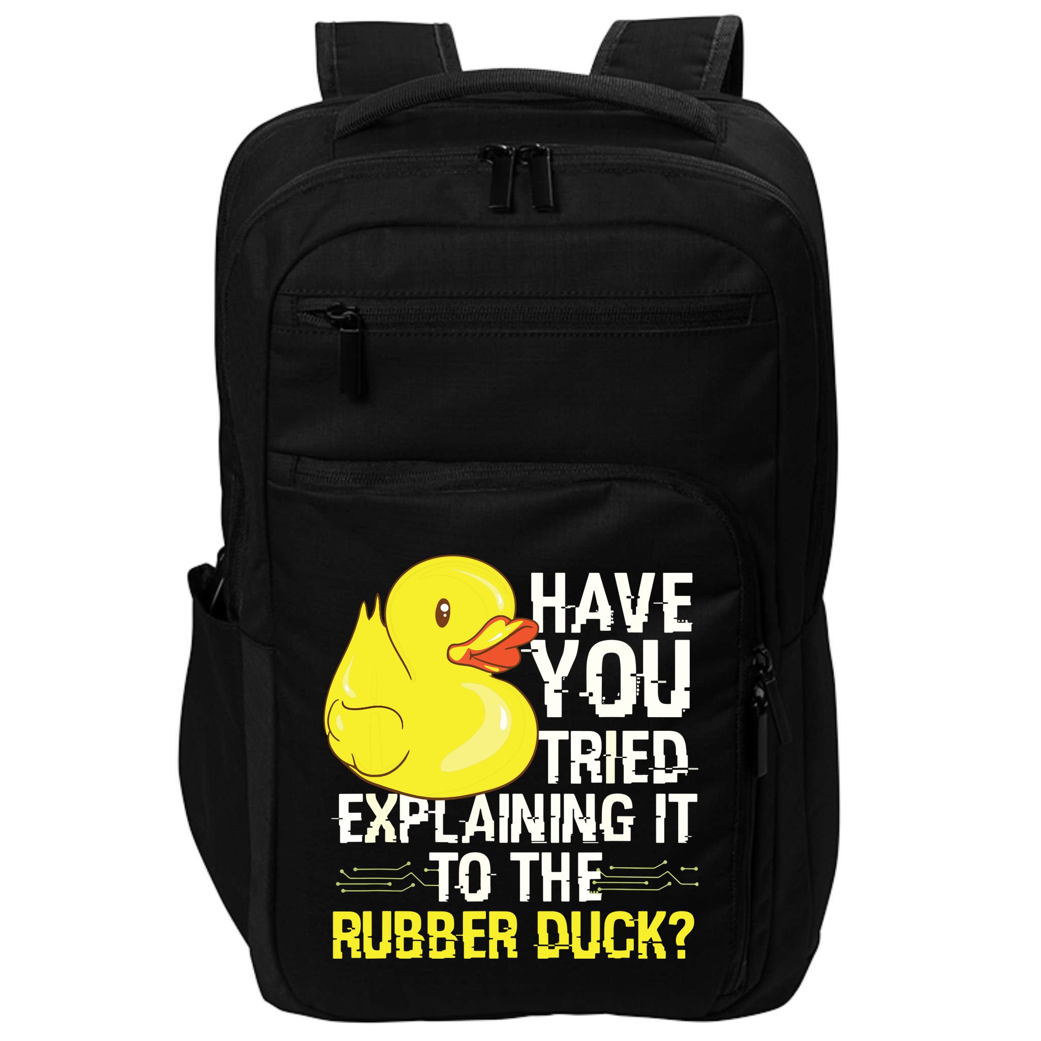 Funny Programmer Rubber Duck Debugging Impact Tech Backpack