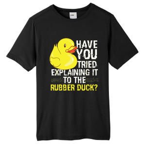 Funny Programmer Rubber Duck Debugging Tall Fusion ChromaSoft Performance T-Shirt