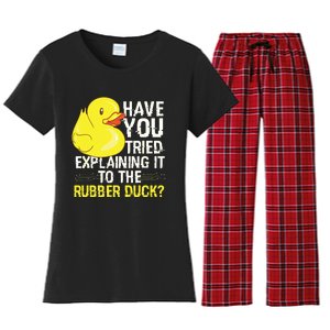 Funny Programmer Rubber Duck Debugging Women's Flannel Pajama Set